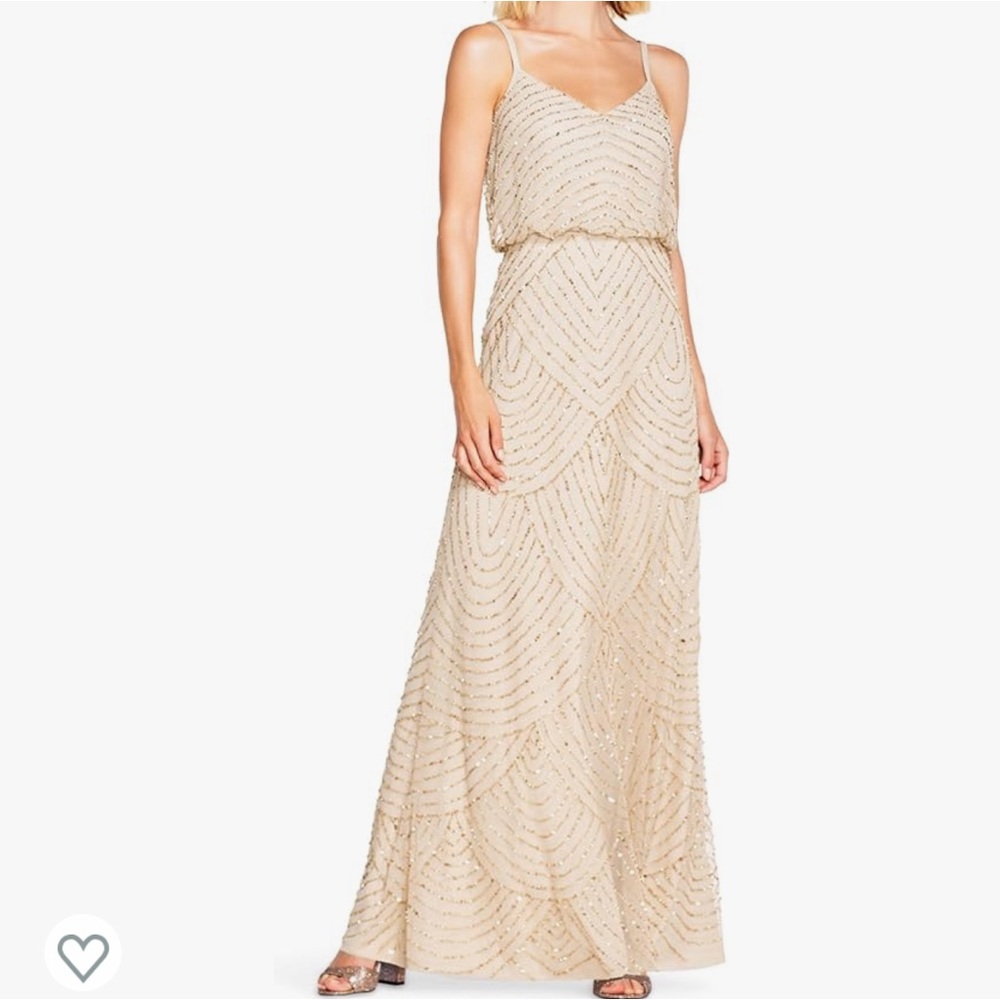 Adrianna Papell Women's Blouson Beaded Gown